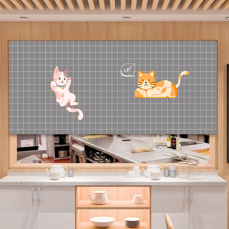 VIKAMA Grey Grid Cartoon Noren - Commercial Window Printing review and price